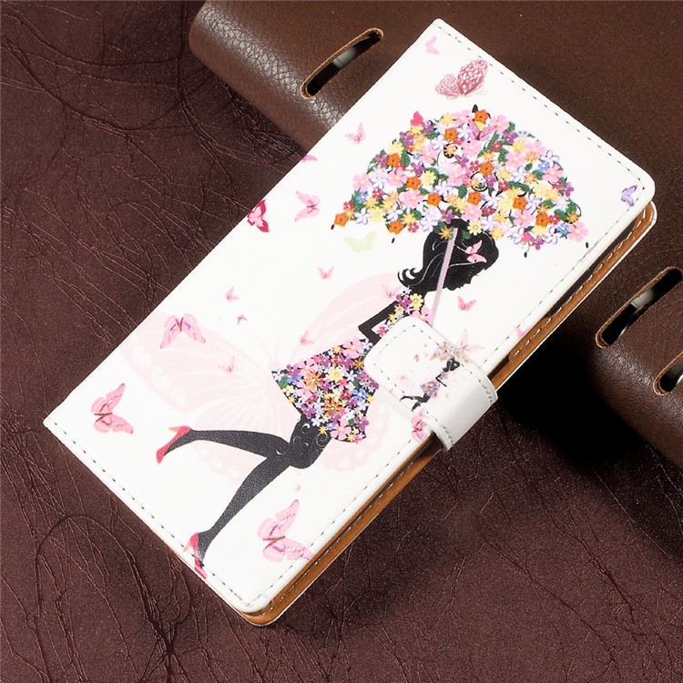 Pattern Printing Leather Phone Cover Case for Samsung Galaxy J3 Emerge/J3 Prime/J3 (2017) - Flowered Girl Holding Umbrella-1