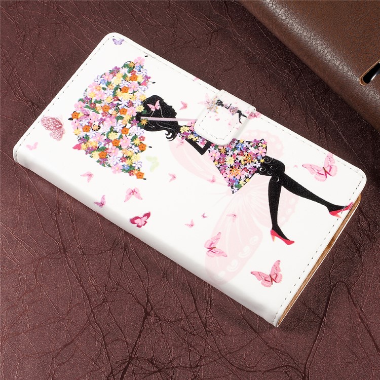 Pattern Printing Leather Phone Cover Case for Samsung Galaxy J3 Emerge/J3 Prime/J3 (2017) - Flowered Girl Holding Umbrella-3