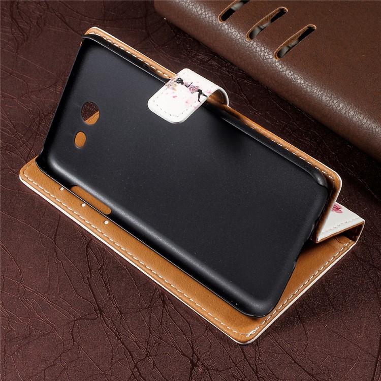 Pattern Printing Leather Phone Cover Case for Samsung Galaxy J3 Emerge/J3 Prime/J3 (2017) - Flowered Girl Holding Umbrella-4