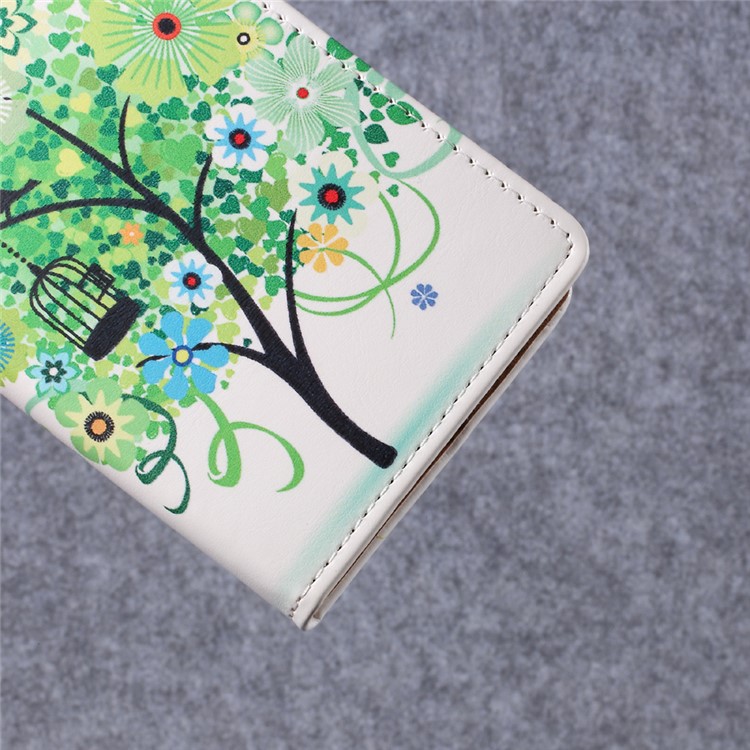 Pattern Printing Leather Wallet Case for Samsung Galaxy Xcover 4 - Green Tree-4