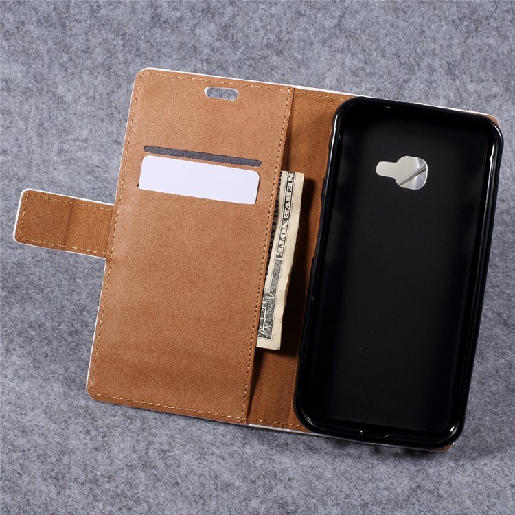 Pattern Printing Leather Wallet Case for Samsung Galaxy Xcover 4 - Green Tree-8