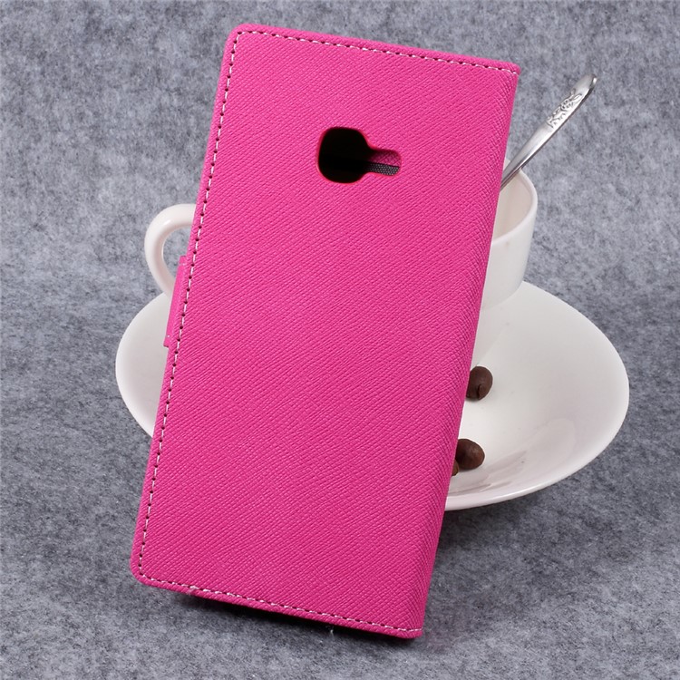 Cross Texture Wallet Stand Leather Folio Flip Cover for Samsung Galaxy Xcover 4 - Rose-2