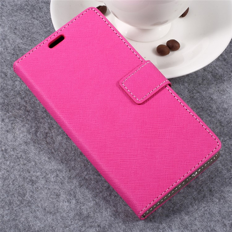 Cross Texture Wallet Stand Leather Folio Flip Cover for Samsung Galaxy Xcover 4 - Rose-3