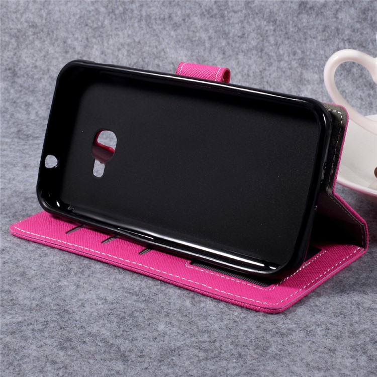 Cross Texture Wallet Stand Leather Folio Flip Cover for Samsung Galaxy Xcover 4 - Rose-4