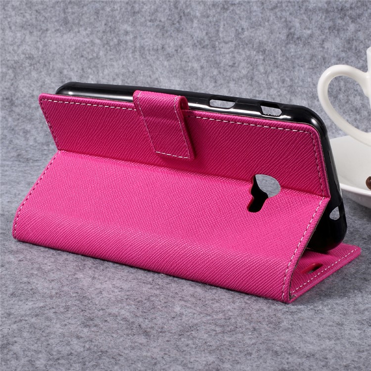 Cross Texture Wallet Stand Leather Folio Flip Cover for Samsung Galaxy Xcover 4 - Rose-5