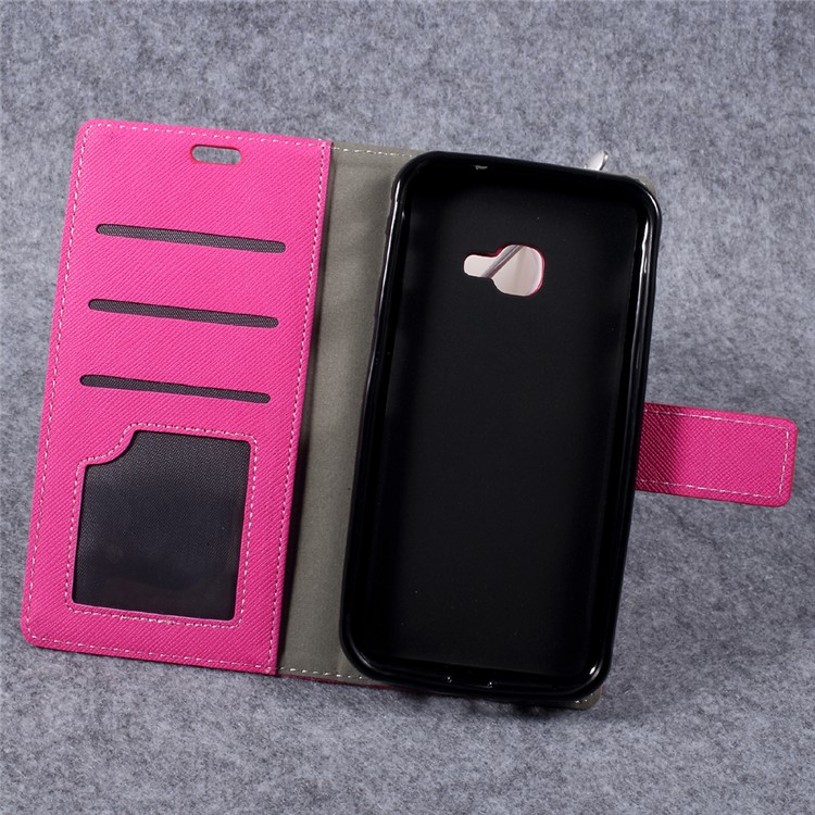 Cross Texture Wallet Stand Leather Folio Flip Cover for Samsung Galaxy Xcover 4 - Rose-6