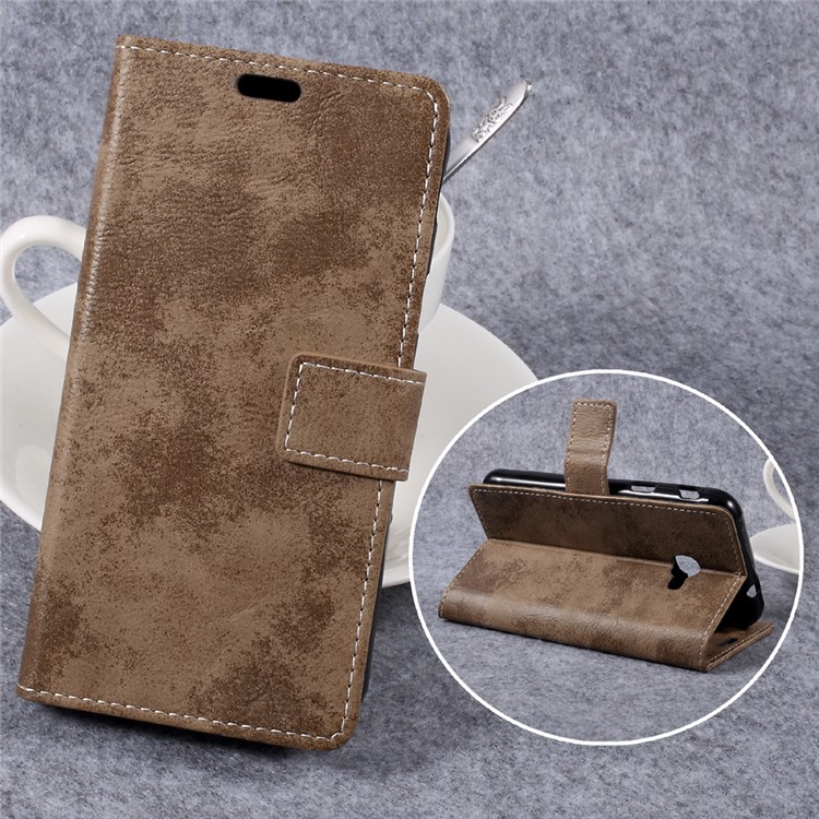Vintage Wallet Stand Leather Phone Case for Samsung Galaxy Xcover 4 - Khaki-1