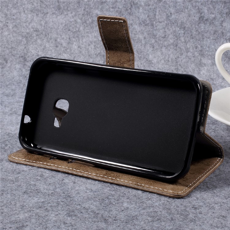 Vintage Wallet Stand Leather Phone Case for Samsung Galaxy Xcover 4 - Khaki-4