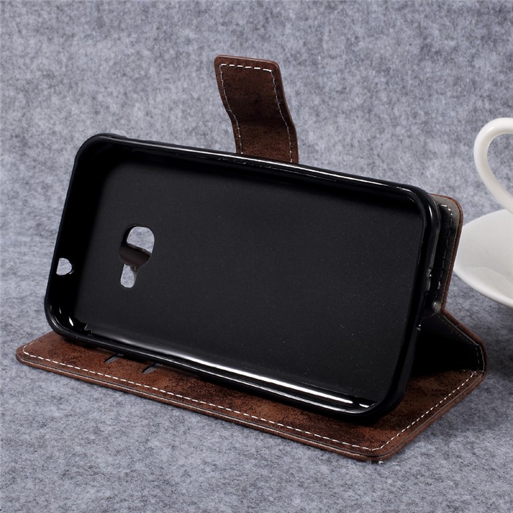 For Samsung Galaxy Xcover 4 Vintage Wallet Stand Leather Phone Case Shell - Brown-4