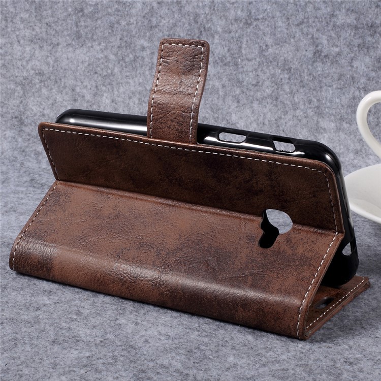 For Samsung Galaxy Xcover 4 Vintage Wallet Stand Leather Phone Case Shell - Brown-5