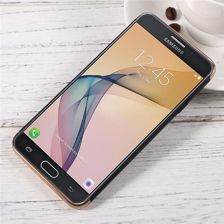3-in-1 Rubberized Plastic Phone Case with Electroplated Frames for Samsung Galaxy J7 Prime/On7 2016 - Black-2