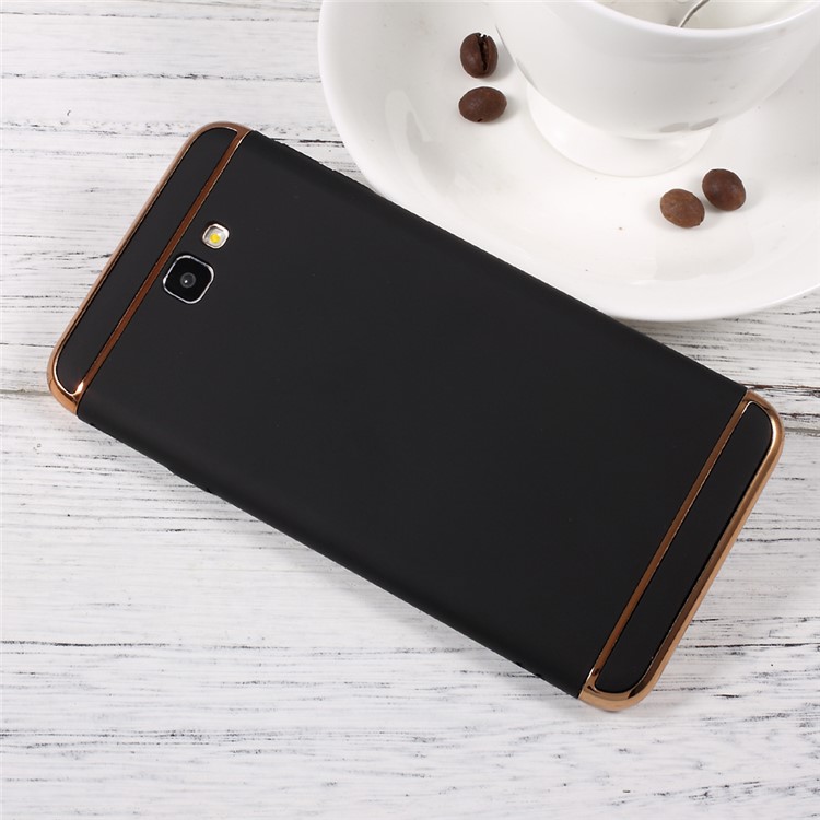 3-in-1 Rubberized Plastic Phone Case with Electroplated Frames for Samsung Galaxy J7 Prime/On7 2016 - Black-3