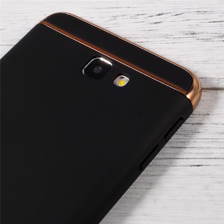 3-in-1 Rubberized Plastic Phone Case with Electroplated Frames for Samsung Galaxy J7 Prime/On7 2016 - Black-4