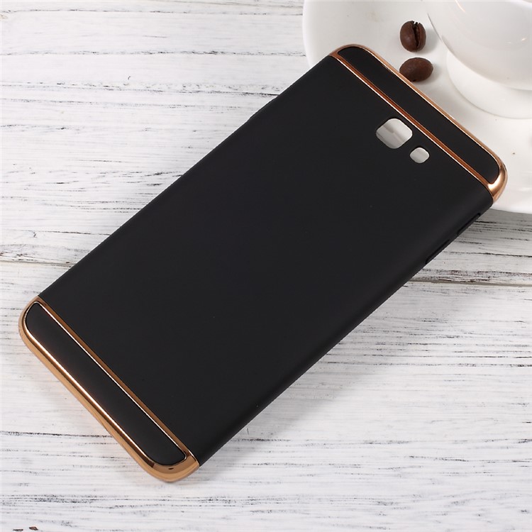 3-in-1 Rubberized Plastic Phone Case with Electroplated Frames for Samsung Galaxy J7 Prime/On7 2016 - Black-6