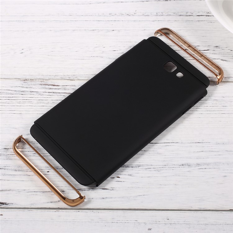 3-in-1 Rubberized Plastic Phone Case with Electroplated Frames for Samsung Galaxy J7 Prime/On7 2016 - Black-7
