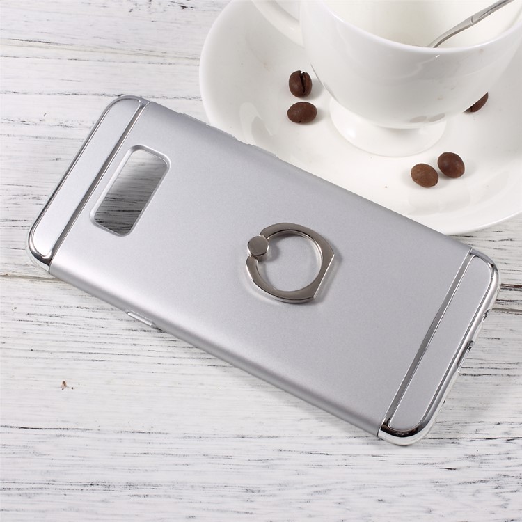 3-in-1 Electroplating PC Cell Phone Case with Ring Kickstand for Samsung Galaxy S8 SM-G950 - Silver-3