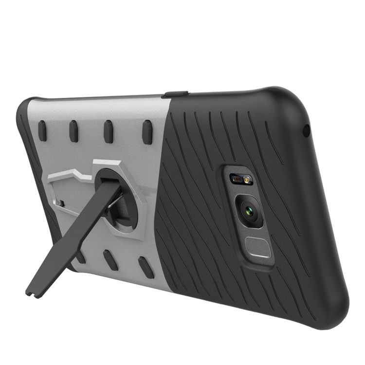 Armor Rotary Kickstand Mobile Phone Case (PC +TPU) for Samsung Galaxy S8+ SM-G955 - Silver-4