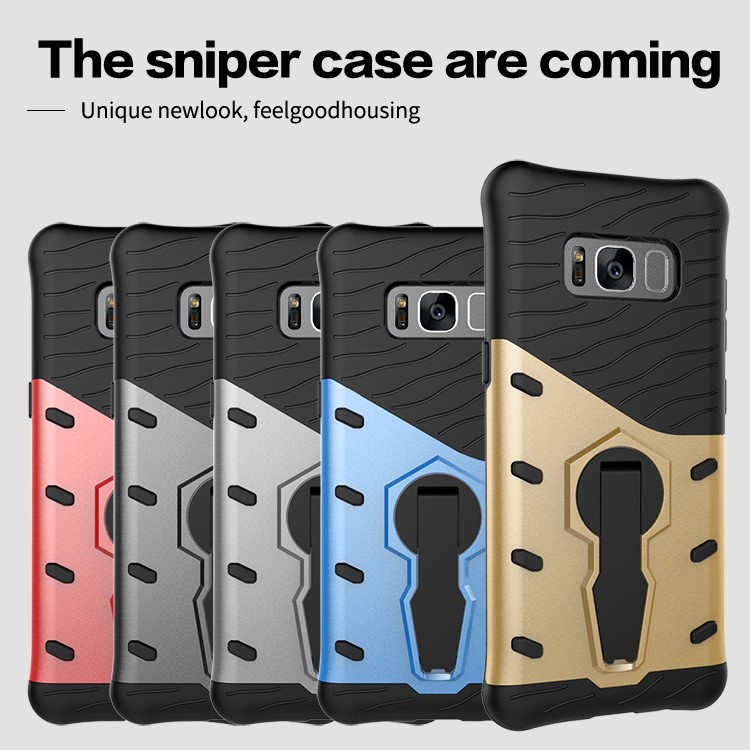 Armor Rotary Kickstand Mobile Phone Case (PC +TPU) for Samsung Galaxy S8+ SM-G955 - Silver-9