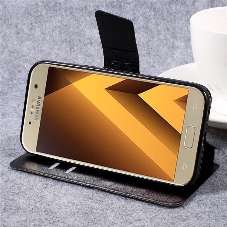 Crazy Horse PU Leather Card Holder Stand Case for Samsung Galaxy A5 (2017) SM-A520F - Black-4