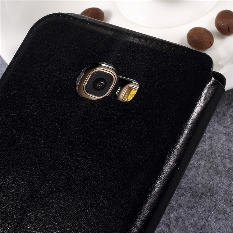 Crazy Horse PU Leather Card Holder Stand Case for Samsung Galaxy A5 (2017) SM-A520F - Black-8