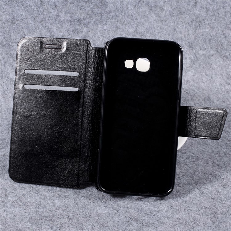 Crazy Horse PU Leather Card Holder Stand Case for Samsung Galaxy A5 (2017) SM-A520F - Black-9