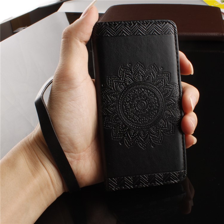 Henna Flower Imprinted Wallet Stand Leather Case for Samsung Galaxy S8 Plus G955 - Black-10