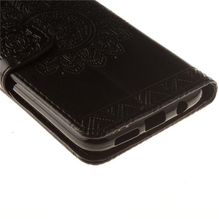Henna Flower Imprinted Wallet Stand Leather Case for Samsung Galaxy S8 Plus G955 - Black-4