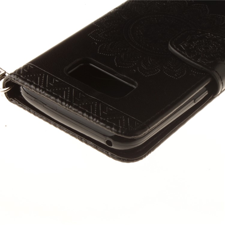 Henna Flower Imprinted Wallet Stand Leather Case for Samsung Galaxy S8 Plus G955 - Black-5