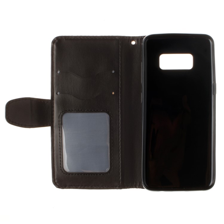 Henna Flower Imprinted Wallet Stand Leather Case for Samsung Galaxy S8 Plus G955 - Black-9