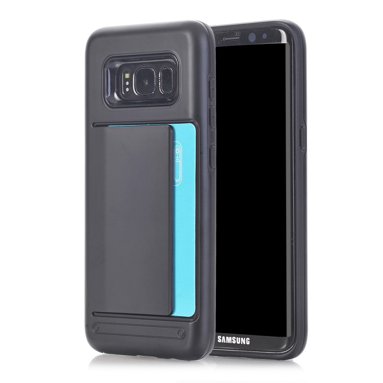 Hybrid Cell Phone Case with Card Holder (PC + TPU) for Samsung Galaxy S8 Plus G955 - Black-1