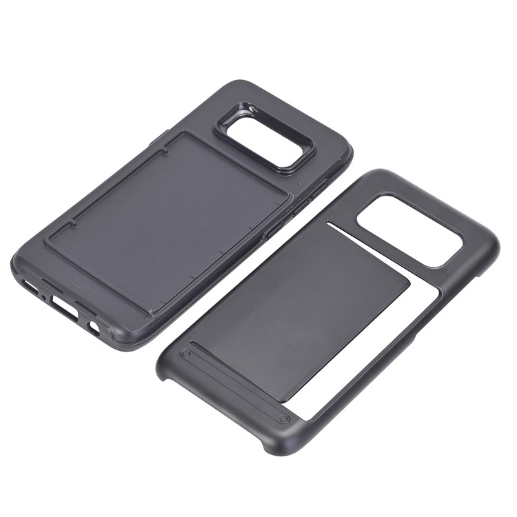 Hybrid Cell Phone Case with Card Holder (PC + TPU) for Samsung Galaxy S8 Plus G955 - Black-4
