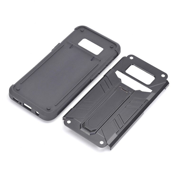 Heavy Duty Rugged Hybrid Card Holder Phone Case with Kickstand (PC + TPU) for Samsung Galaxy S8 G950 - Black-4