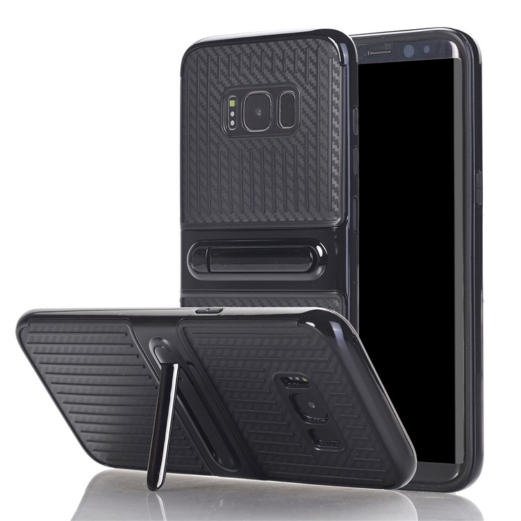 For Samsung Galaxy S8 G950 Suitcase Style PC Frame + TPU Hybrid Kickstand Case - Black-1