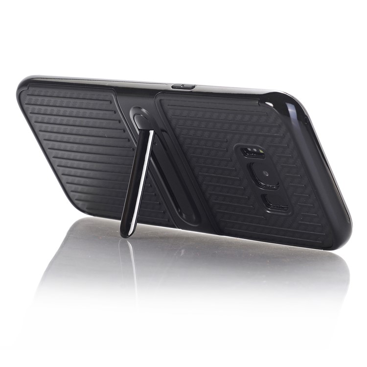 For Samsung Galaxy S8 G950 Suitcase Style PC Frame + TPU Hybrid Kickstand Case - Black-4