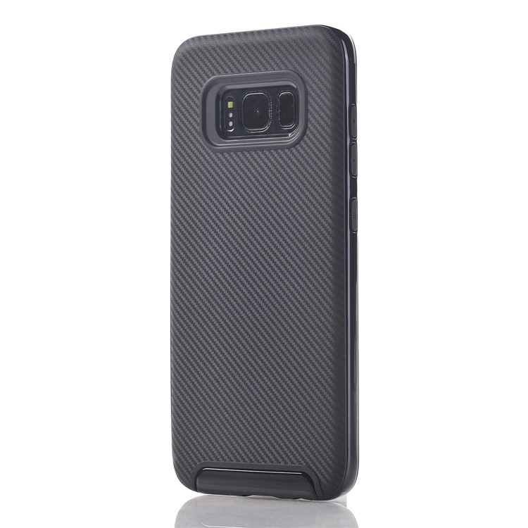 Carbon Fibre Texture TPU Jelly Case + Removable Plastic Rim for Samsung Galaxy S8 SM-G950 - Black-2