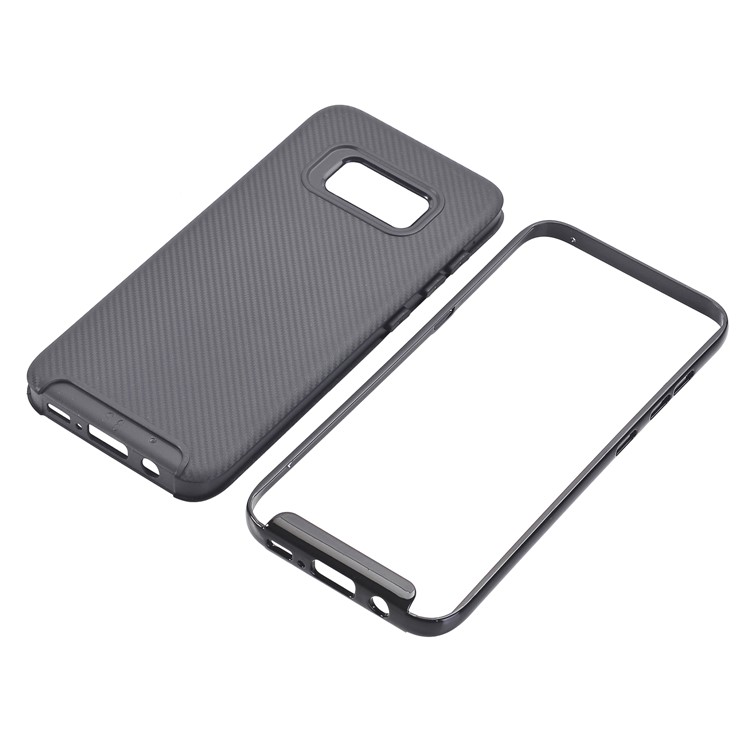 Carbon Fibre Texture TPU Jelly Case + Removable Plastic Rim for Samsung Galaxy S8 SM-G950 - Black-4