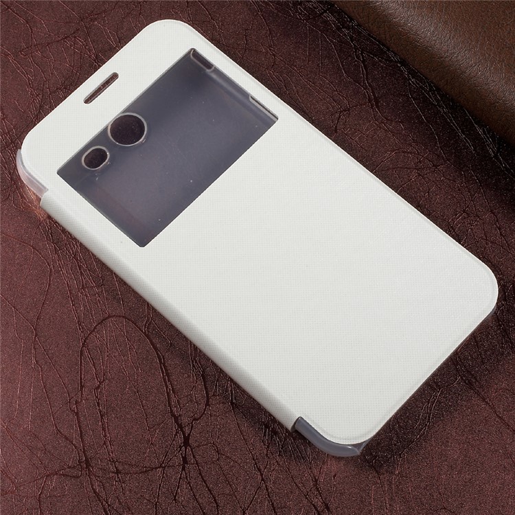 View Window PU Leather Cell Phone Case for Samsung Galaxy J3 Emerge/J3 Prime/J3 (2017) - White-3