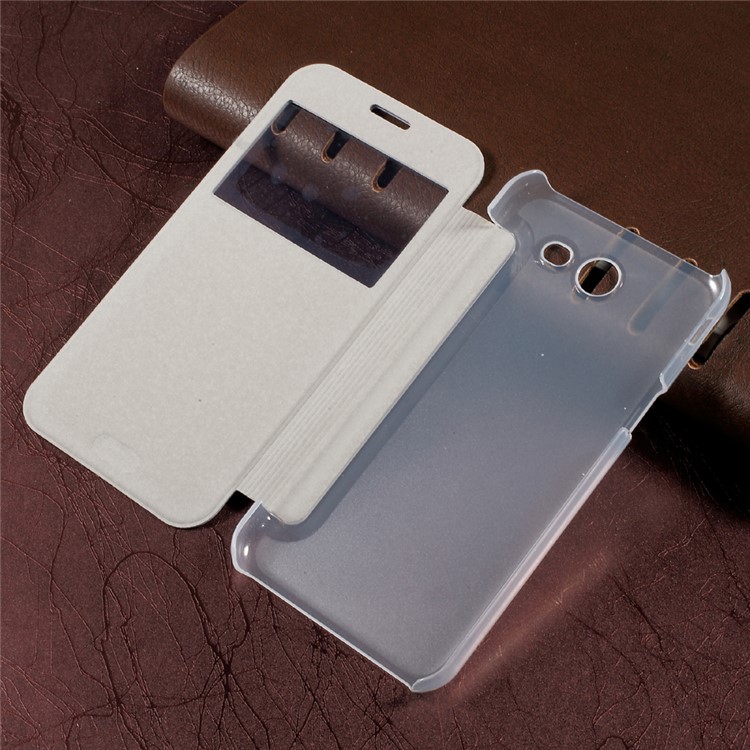 View Window PU Leather Cell Phone Case for Samsung Galaxy J3 Emerge/J3 Prime/J3 (2017) - White-4
