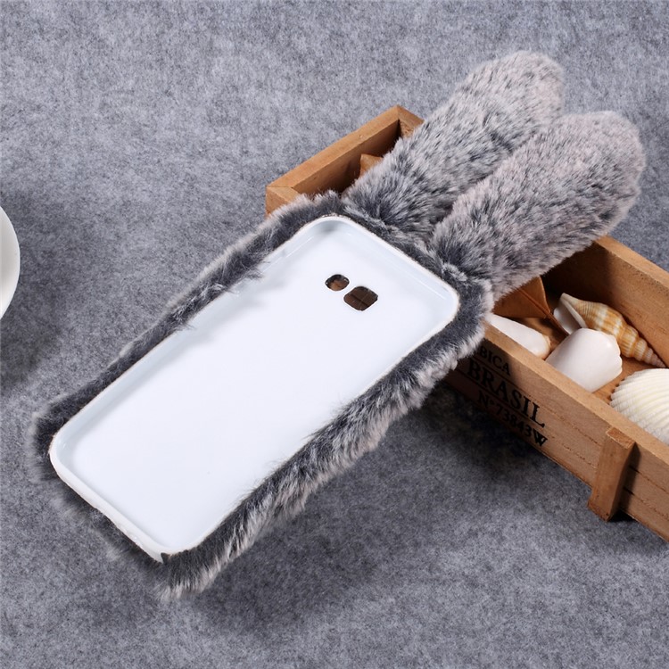 Bunny Design Rhinestone Furry TPU Mobile Case for Samsung Galaxy A7 (2017) - Dark Grey-2