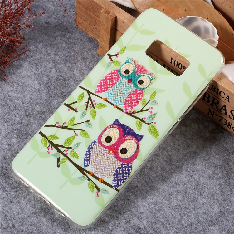 Pattern Printing Soft TPU Cell Phone Case for Samsung Galaxy S8 SM-G950 - Two Owls on the Branch-1