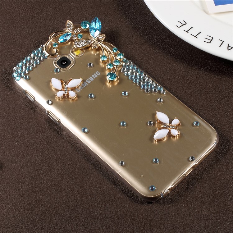 3D Rhinestone Decorated Butterfly PC Hard Protective Shell for Samsung Galaxy A3 (2017) - Blue-3