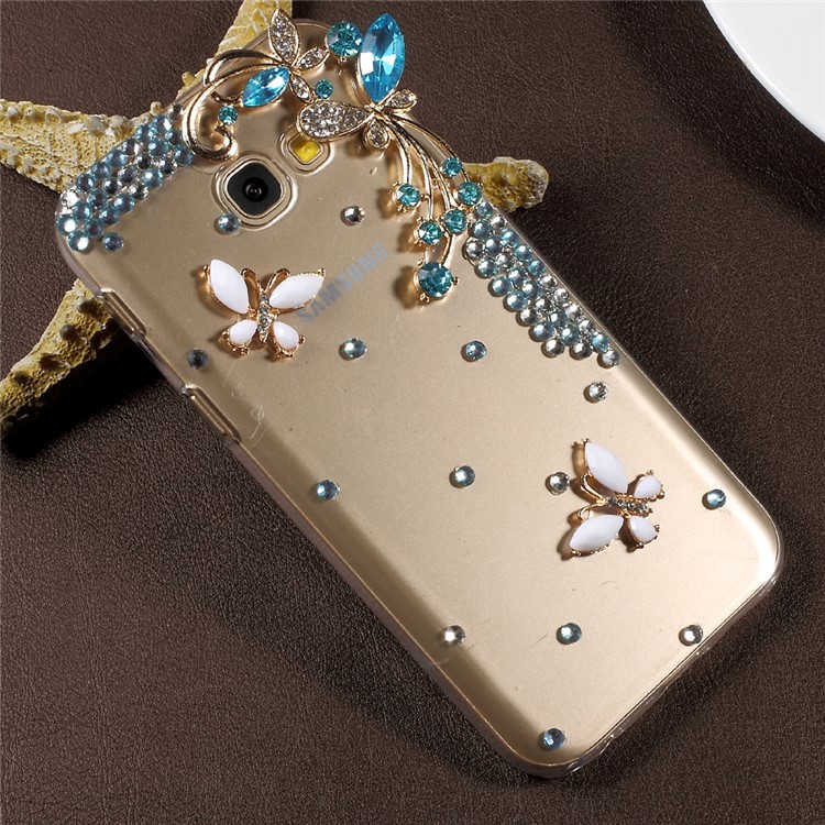 3D Rhinestone Decorated Butterfly PC Hard Protective Shell for Samsung Galaxy A3 (2017) - Blue-4