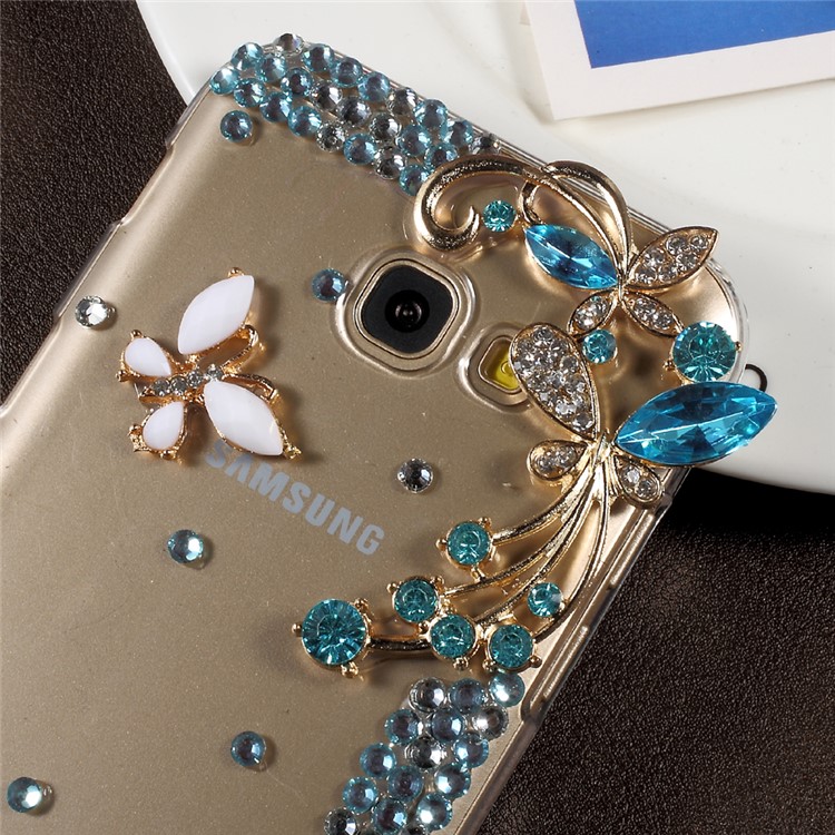 3D Rhinestone Decorated Butterfly PC Hard Protective Shell for Samsung Galaxy A3 (2017) - Blue-5
