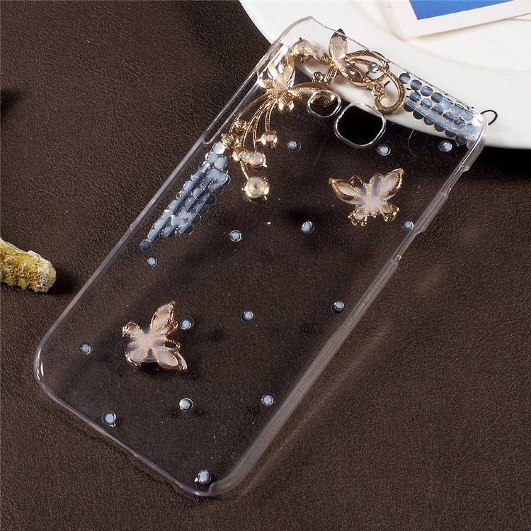 For Samsung Galaxy A3 (2017) 3D Rhinestone Decorated Butterfly PC Hard Back Case - Pink-5