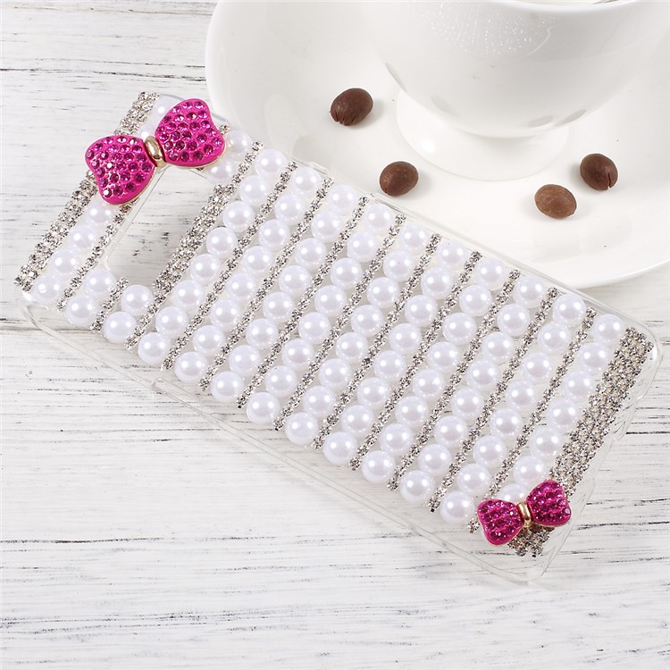 3D Bowknot Shinning Rhinestone Decorate Pearl Hard Cover Case for Samsung Galaxy S8+ SM-G955 - Rose-3