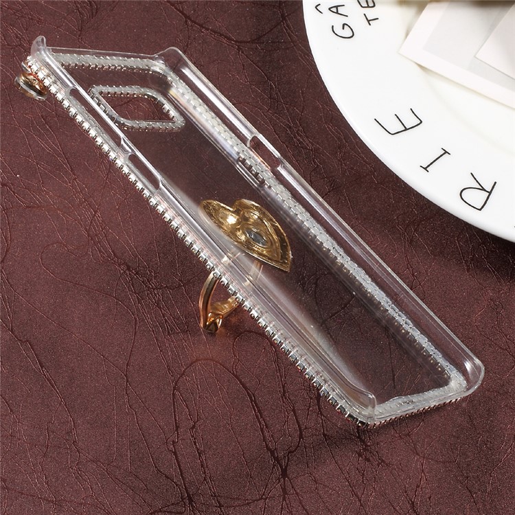 Rhinestone Decorated Ring Holder Clear Plastic Case for Samsung Galaxy S8+ SM-G955 - Heart Shape-3