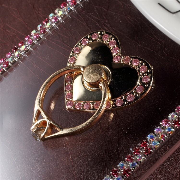 Rhinestone Decorated Ring Holder Clear Plastic Case for Samsung Galaxy S8+ SM-G955 - Heart Shape-5