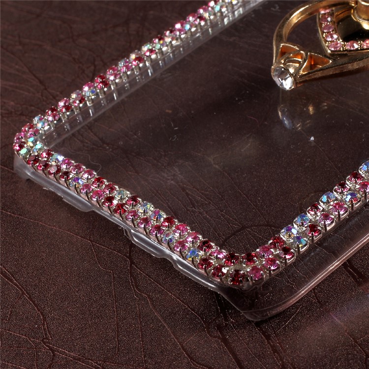 Rhinestone Decorated Ring Holder Clear Plastic Case for Samsung Galaxy S8+ SM-G955 - Heart Shape-6