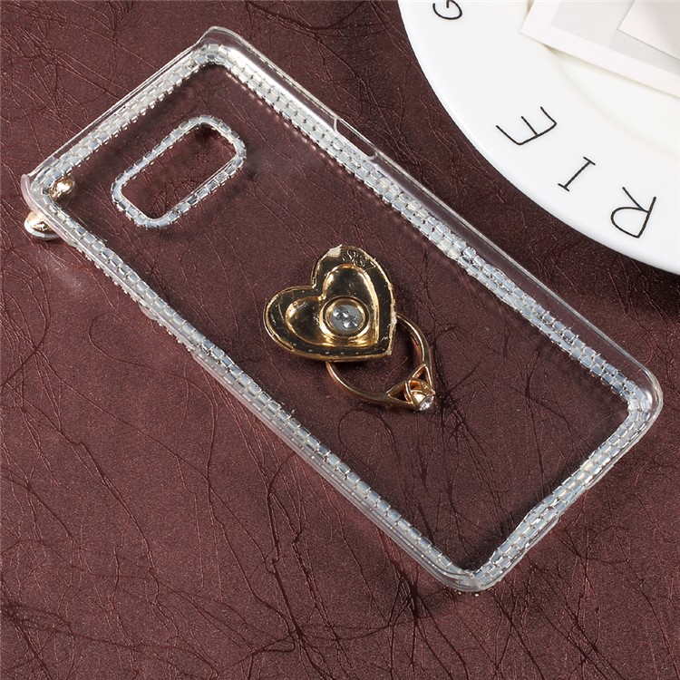 Rhinestone Decorated Ring Holder Clear Plastic Case for Samsung Galaxy S8+ SM-G955 - Heart Shape-7