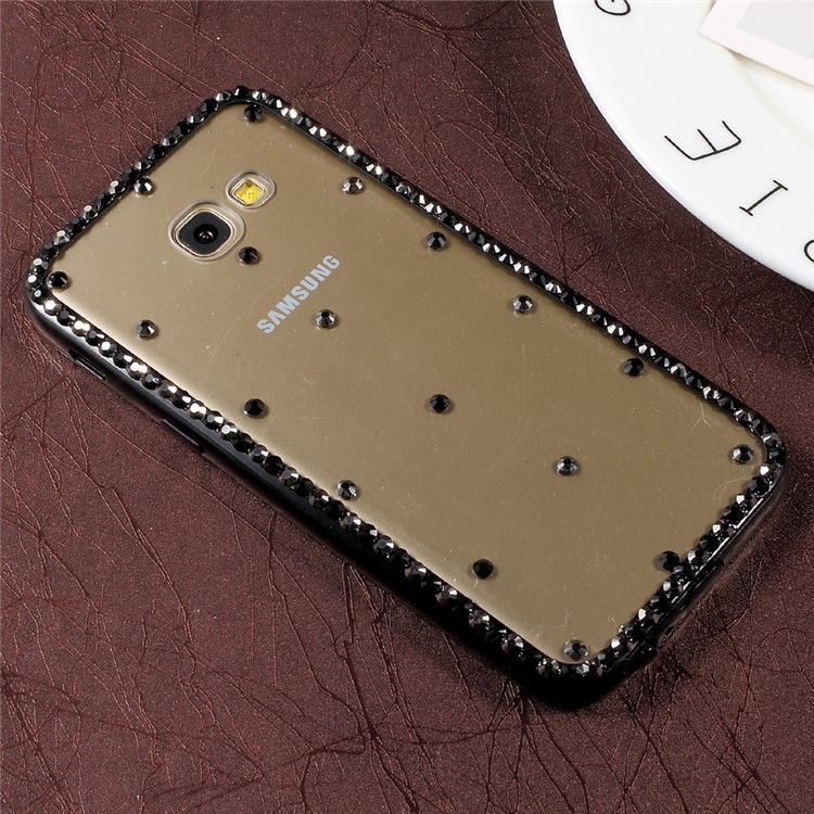 Rhinestone Decorated Hybrid TPU Frame + Acrylic Back Cover for Samsung Galaxy A5 (2017) SM-A520F - Black-3